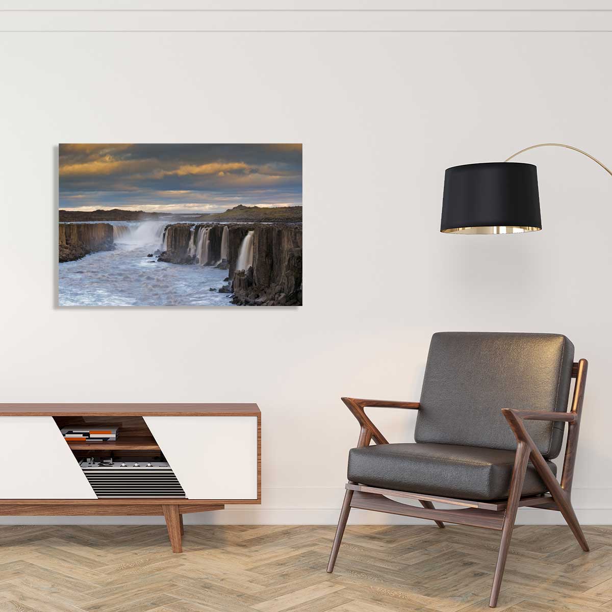 Tableau Chute d'eau by night tableau alu dibond, HEXOA