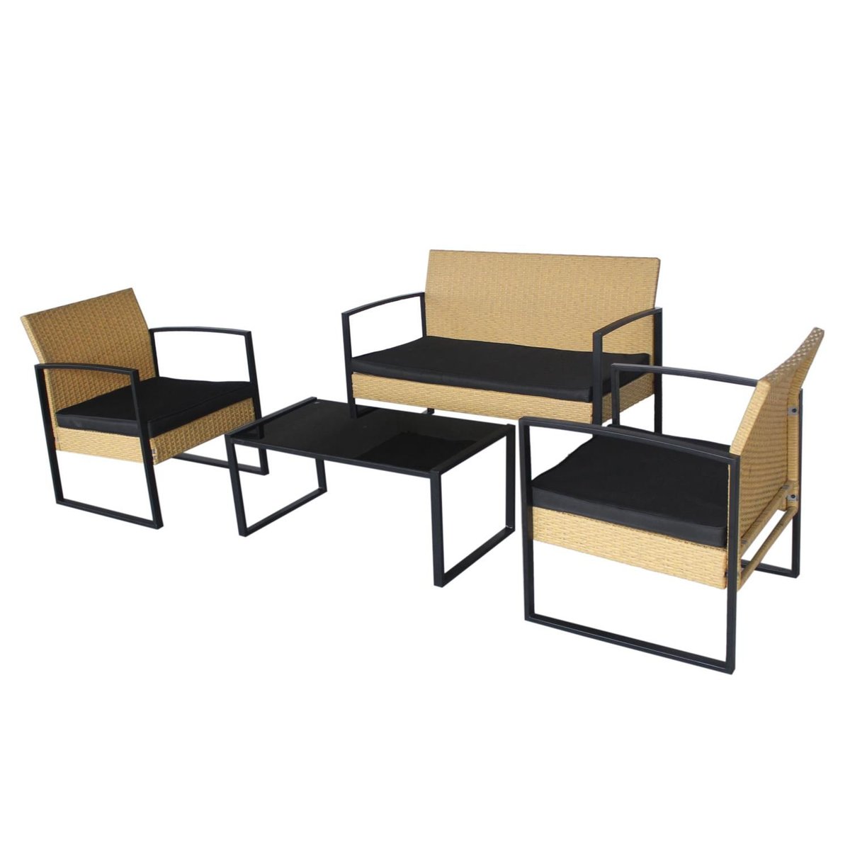 Salon de jardin 4 places effet cannage ALICANTE beige, TOILINUX