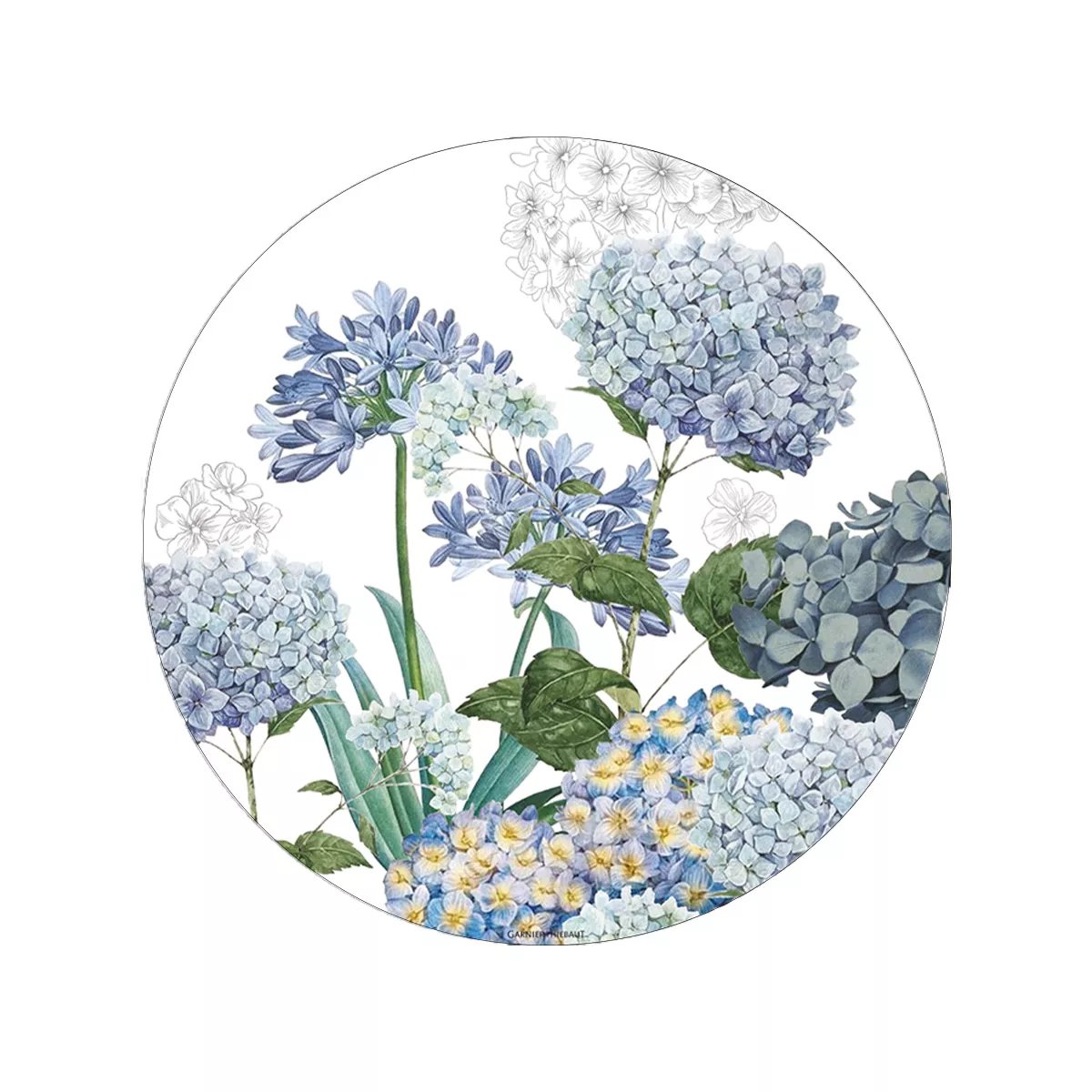 Set lin & coton JARDIN DE BRETAGNE bleu, GARNIER THIEBAUT