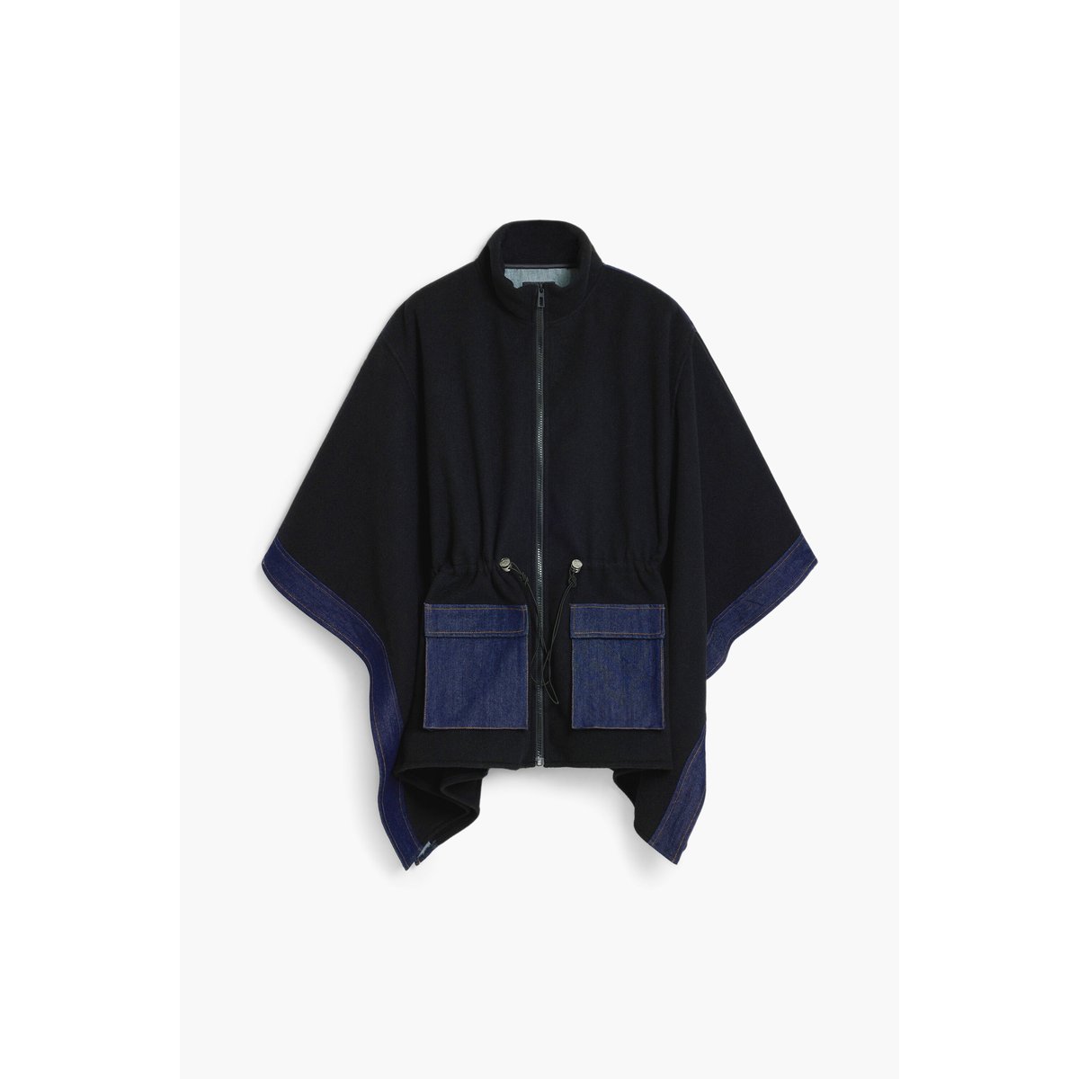 Poncho en denim combiné noir, DESIGUAL