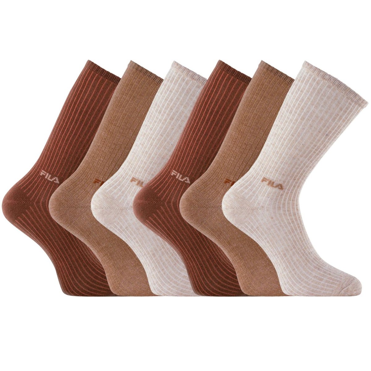 Lot De 6 Paires De Chaussette Tennis marron/camel/beige, FILA