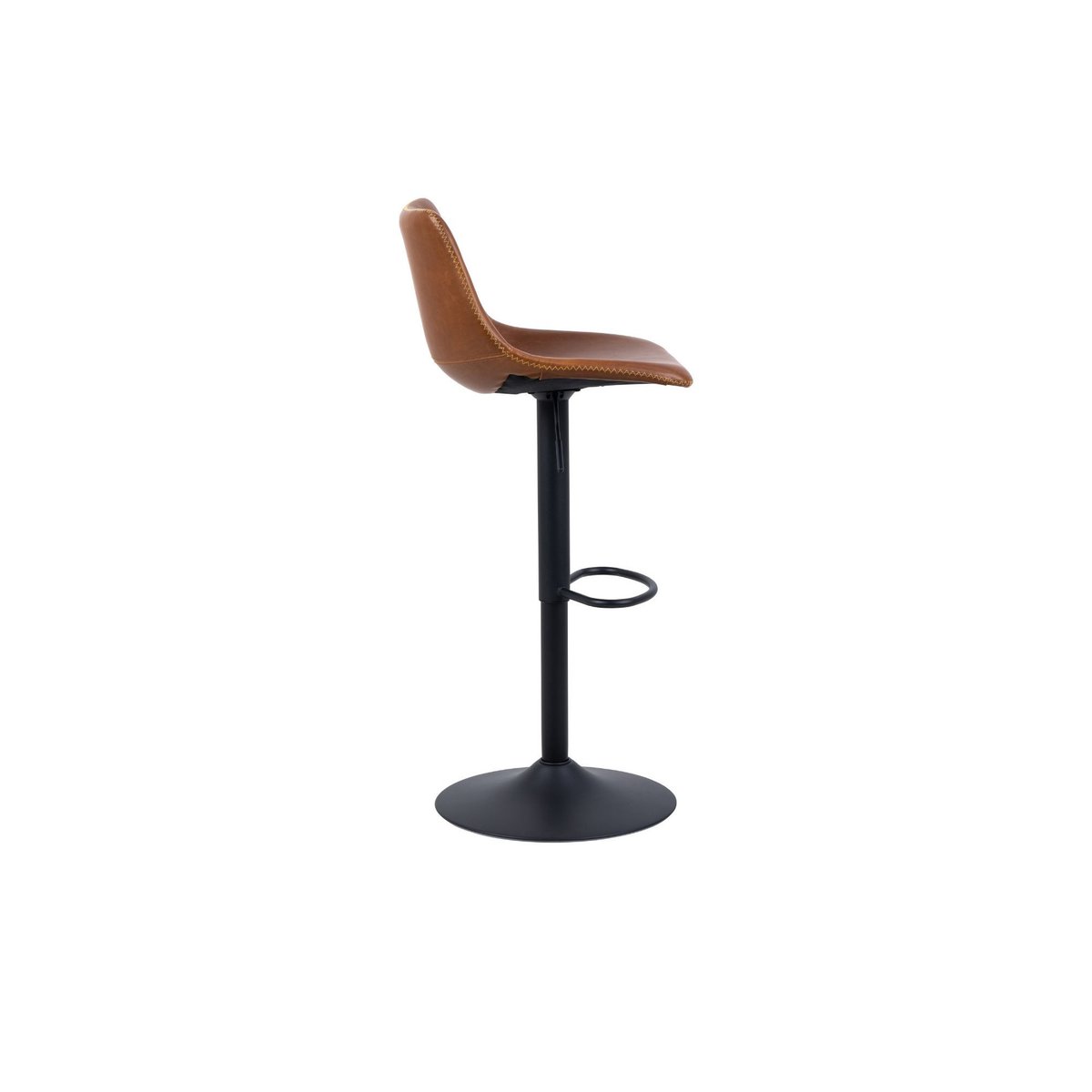 Tabourets de bar simili piétement tulipe métal noir (lot de 2) - JACK cognac, HELLIN, DEPUIS 1862