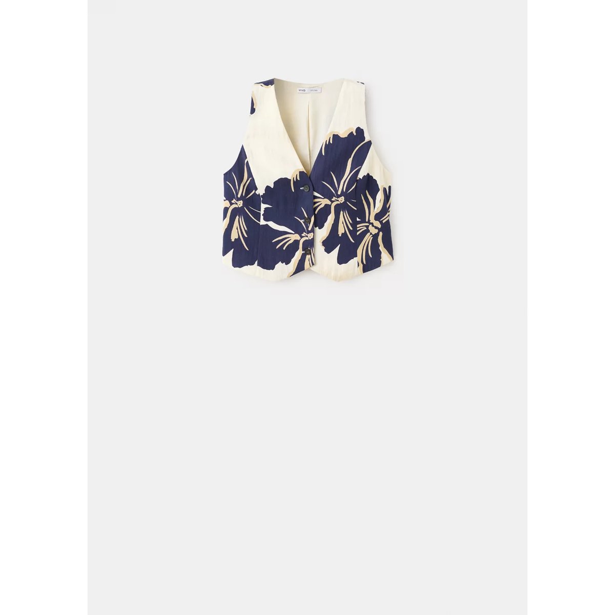 Gilet en lyocell à imprimé floral blanc cassé, MANGO