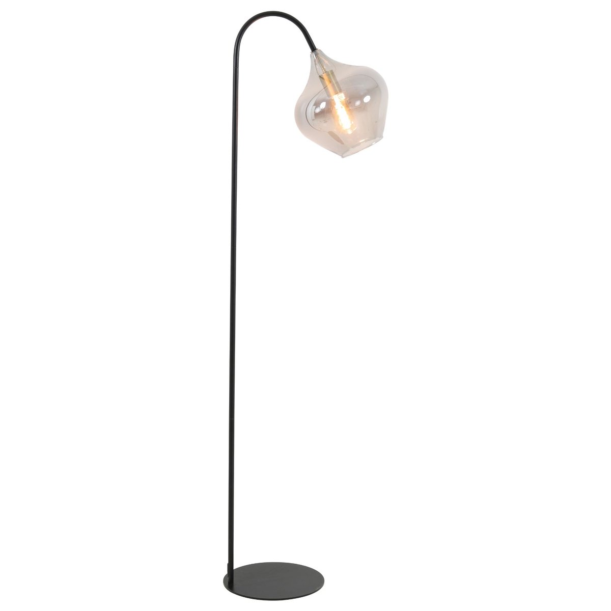 Lampadaire Verre RAKEL fumée, LIGHT & LIVING