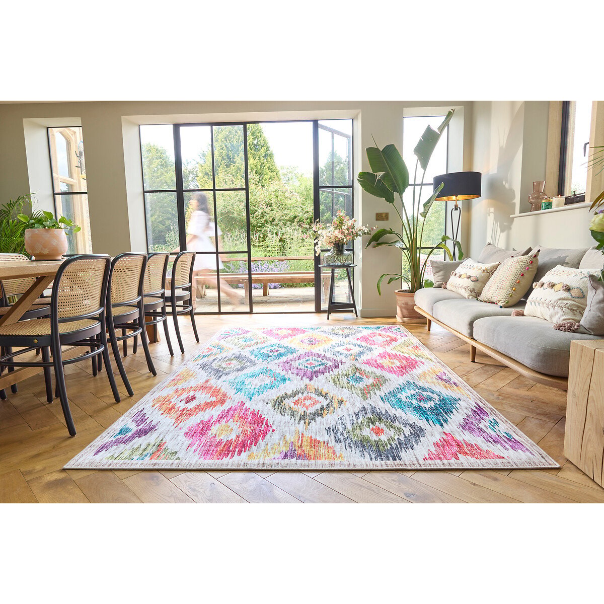 Eco-Washable Painted Ikat Rug multi-coloured, HUG RUG