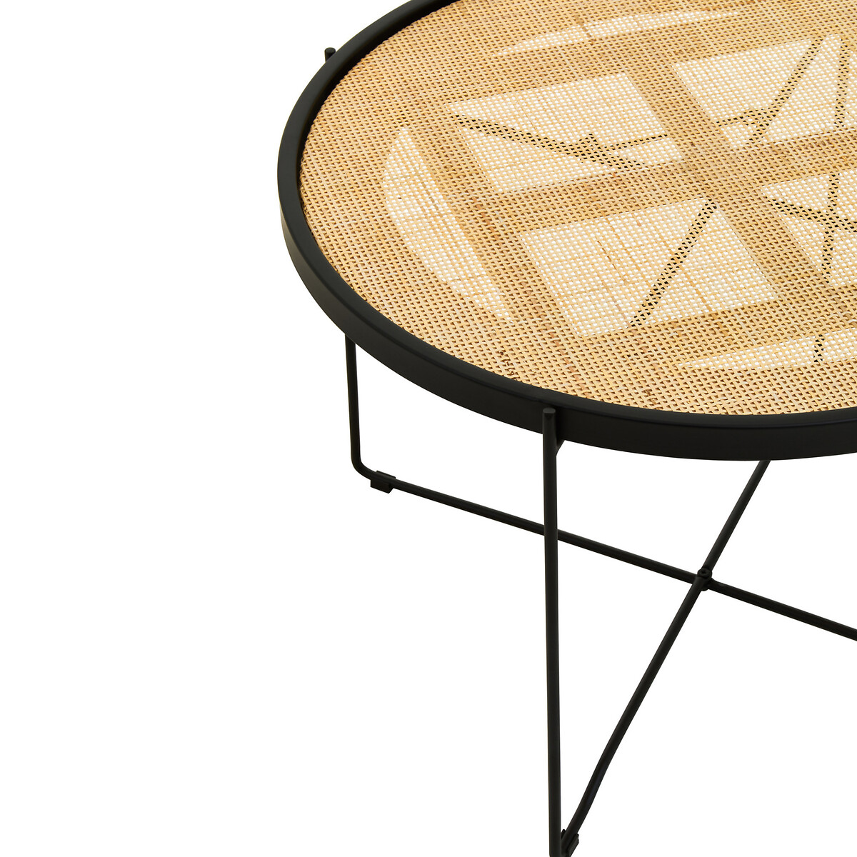 Ranji Round Rattan and Metal Coffee Table black, SO'HOME