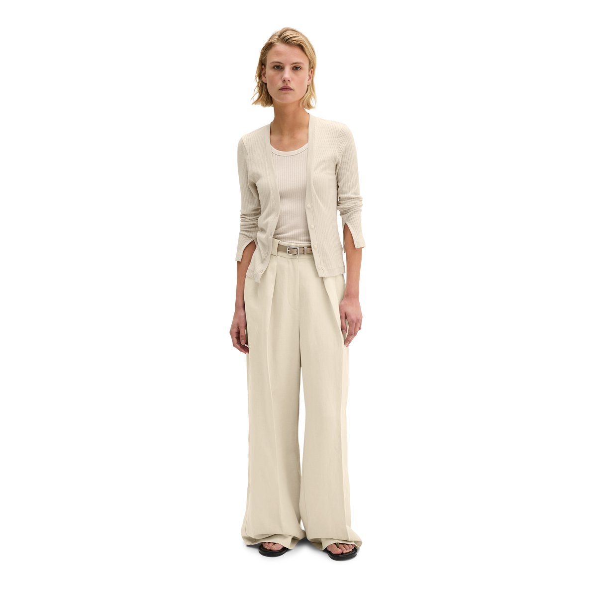 Rip-Cardigan slim en mélange de TENCEL™ modal et de coton marron gris, MARC O'POLO