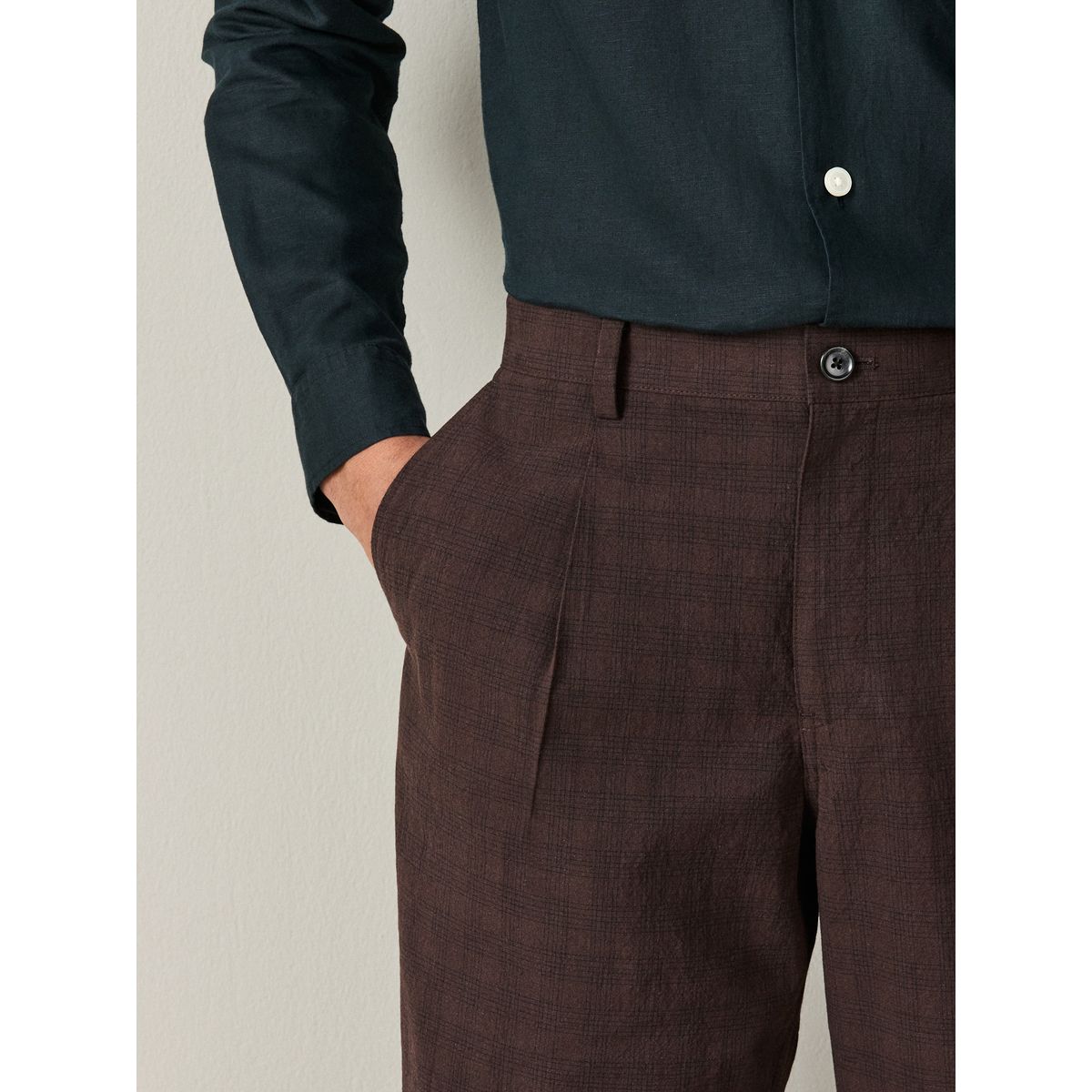 Pantalon de costume décontracté en coton marron, NEXT