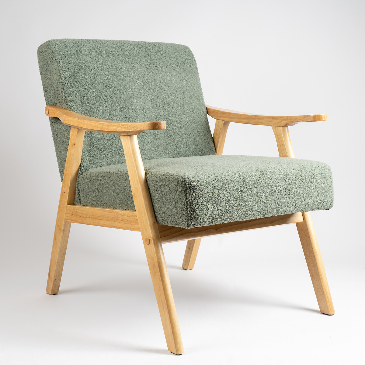 Mid Century Bouclé Armchair light green, SO'HOME