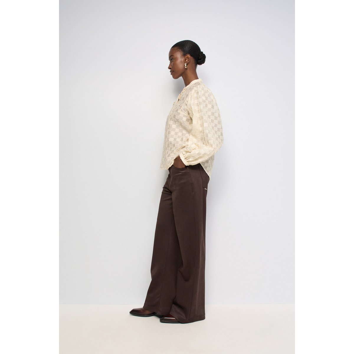 CHEMISE TEXTURÉE À MANCHES BALLON beige, SALSA JEANS