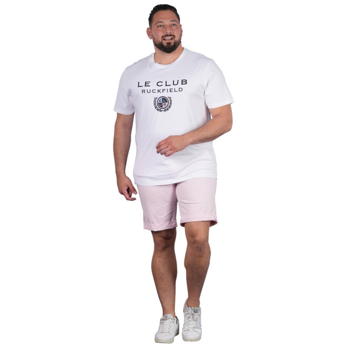 T-shirt en coton blanc uni pourvu de manches courtes et d'un col rond blanc, RUCKFIELD