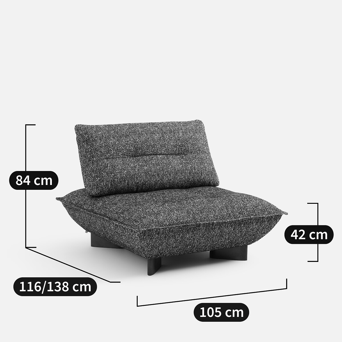 Sillón modular de tejido de rizo, KAORI tiza, AM.PM
