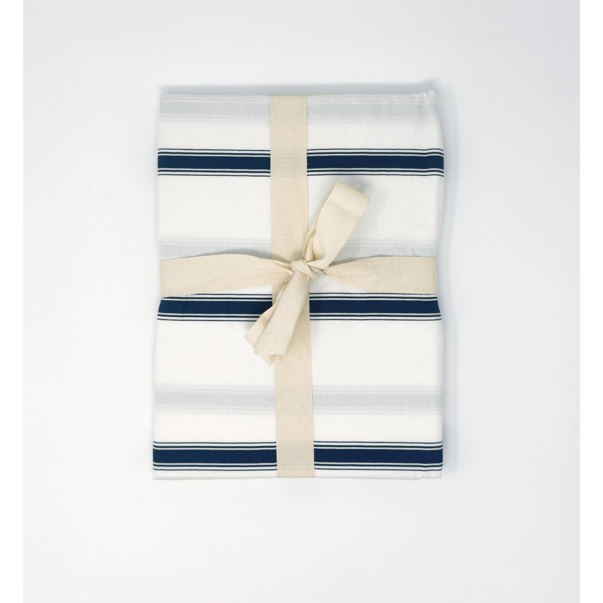 Drap housse 1 personne Coton Bio Rayé BAÏA baïa bleu nuit, KADOLIS