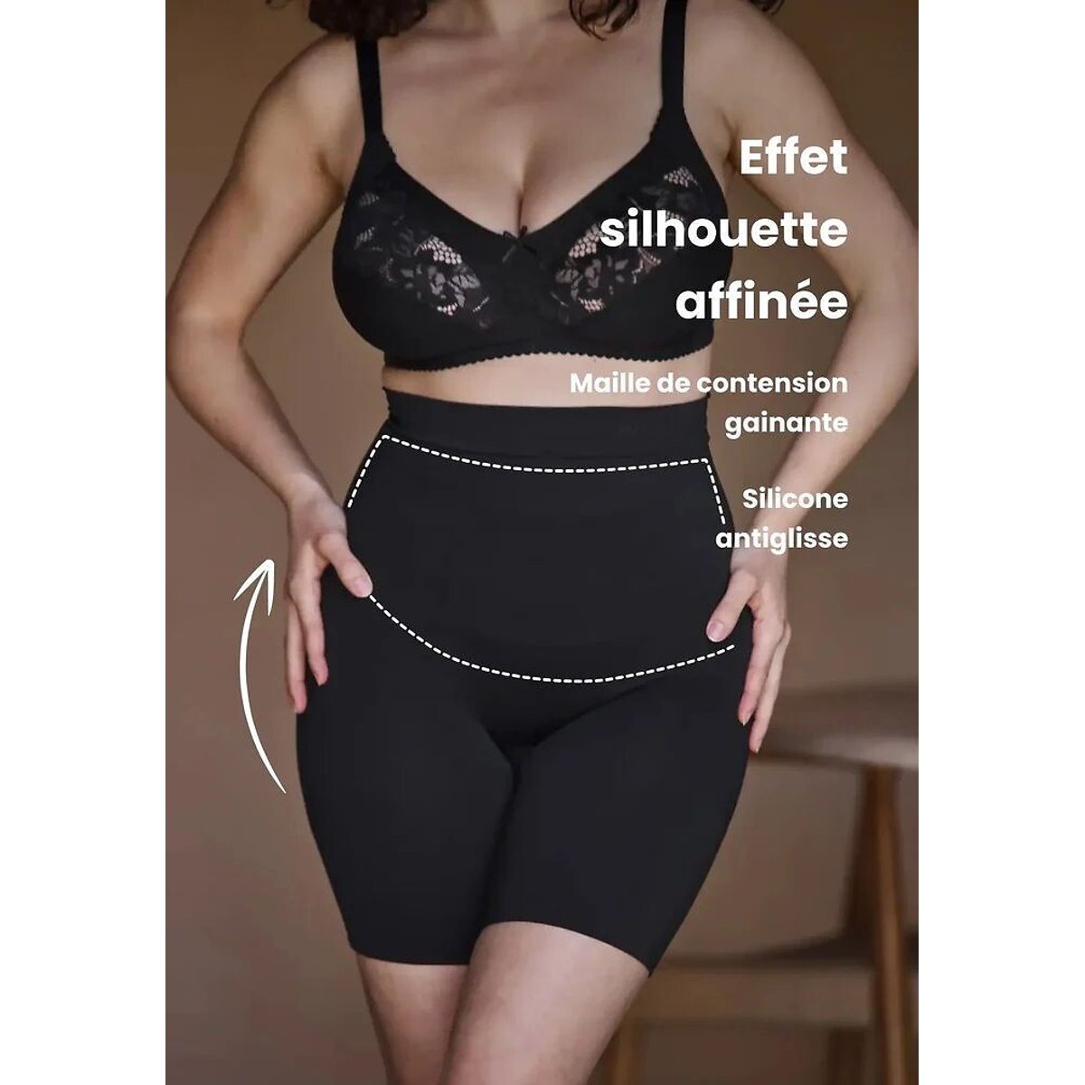 Panty met hoge taille, versteviging aan de dijen Slimmers zwart, SANS COMPLEXE
