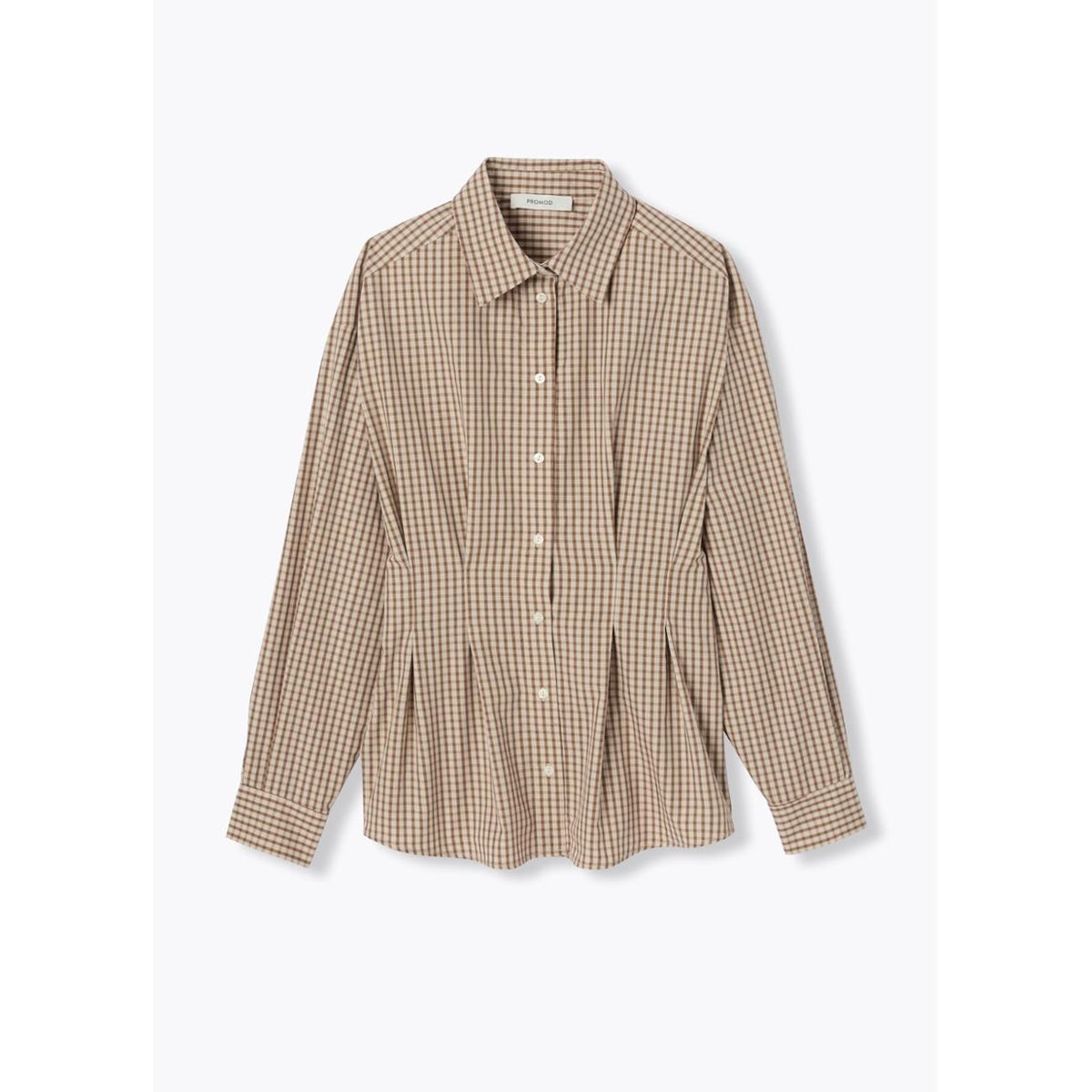 Chemise cintrée à carreaux carreaux marron, PROMOD