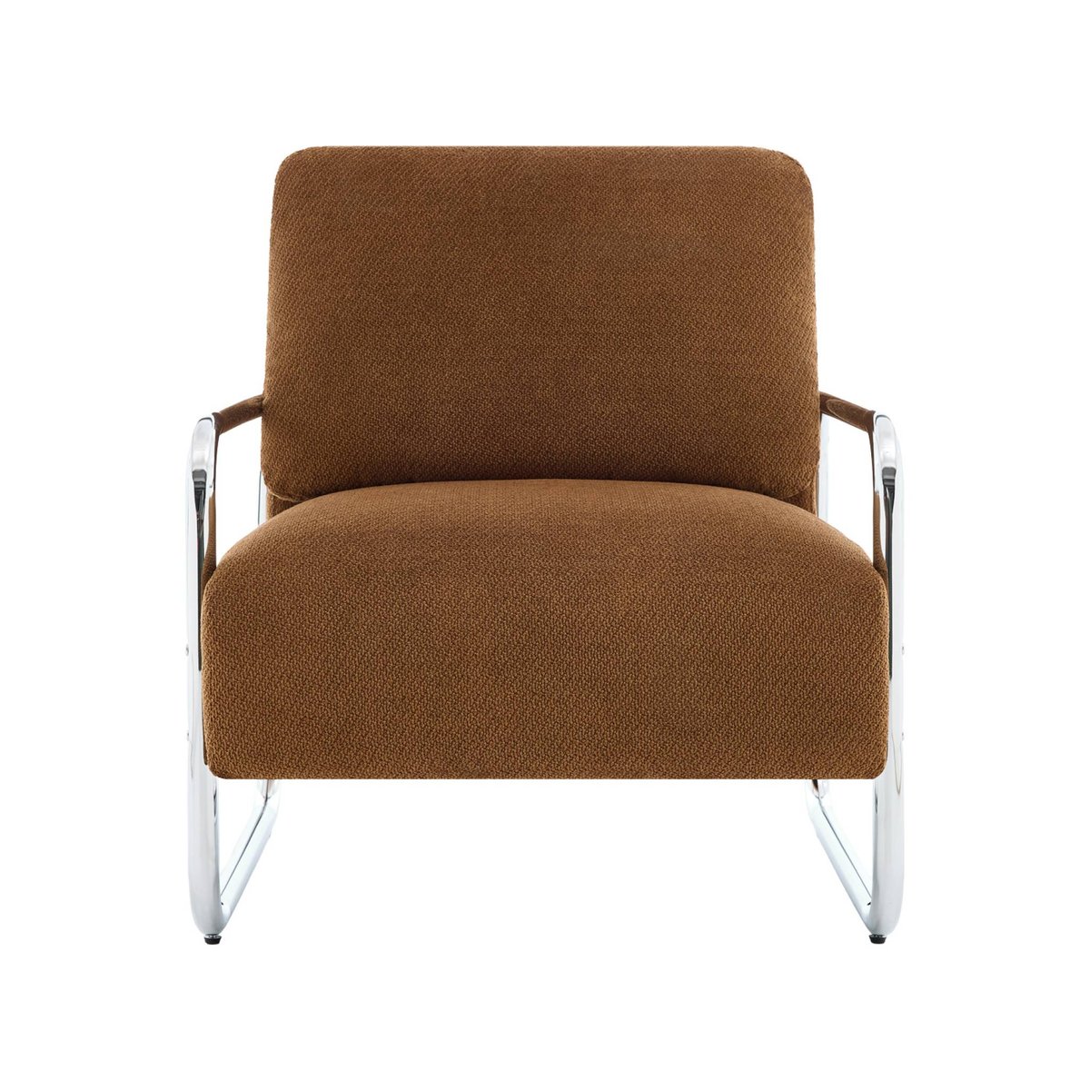 Fauteuil vintage tissu chenille armature chromée JOE blanc cassé, SWEEEK