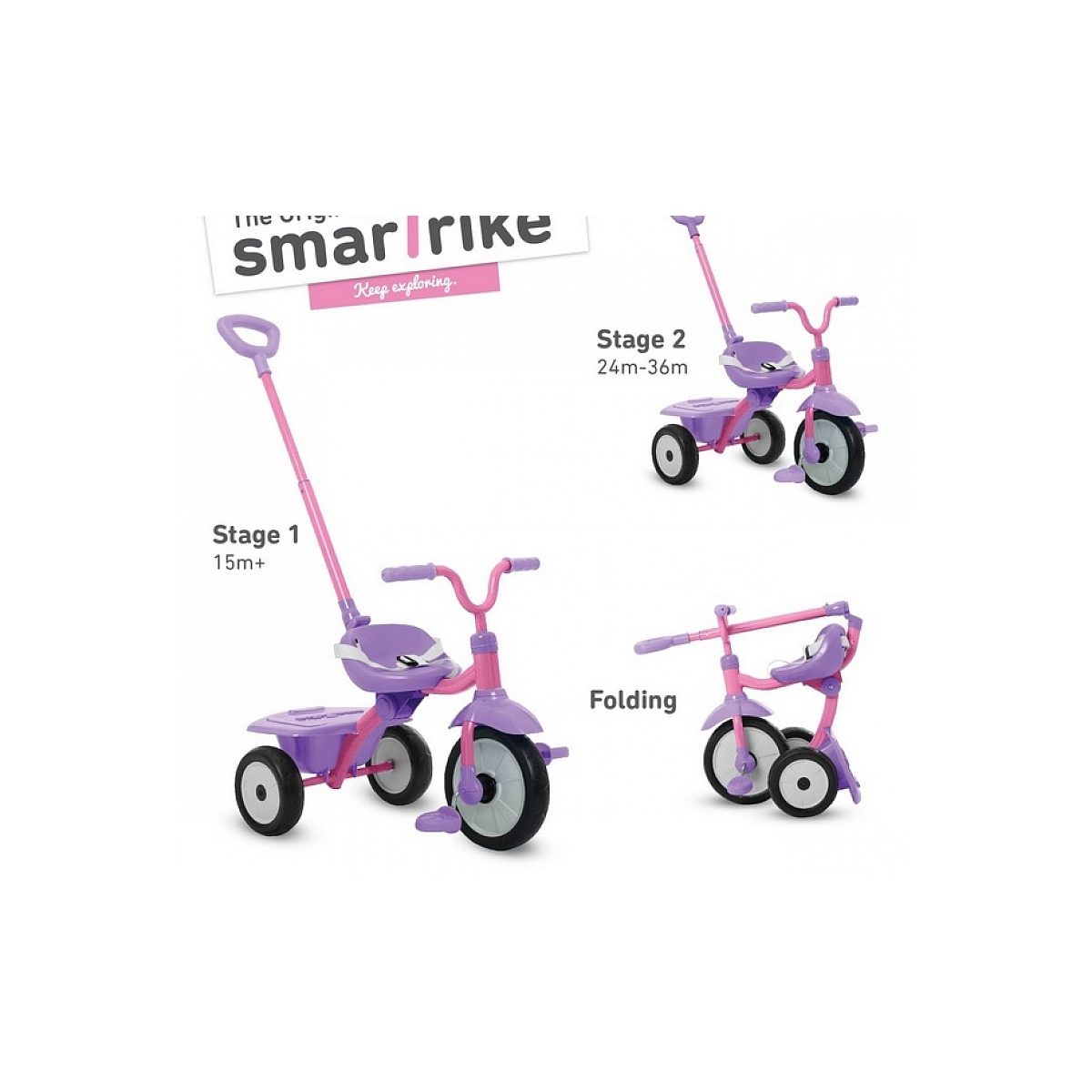 Smartrike Tricycle Pliable Folding Fun Rose rose, SMARTRIKE