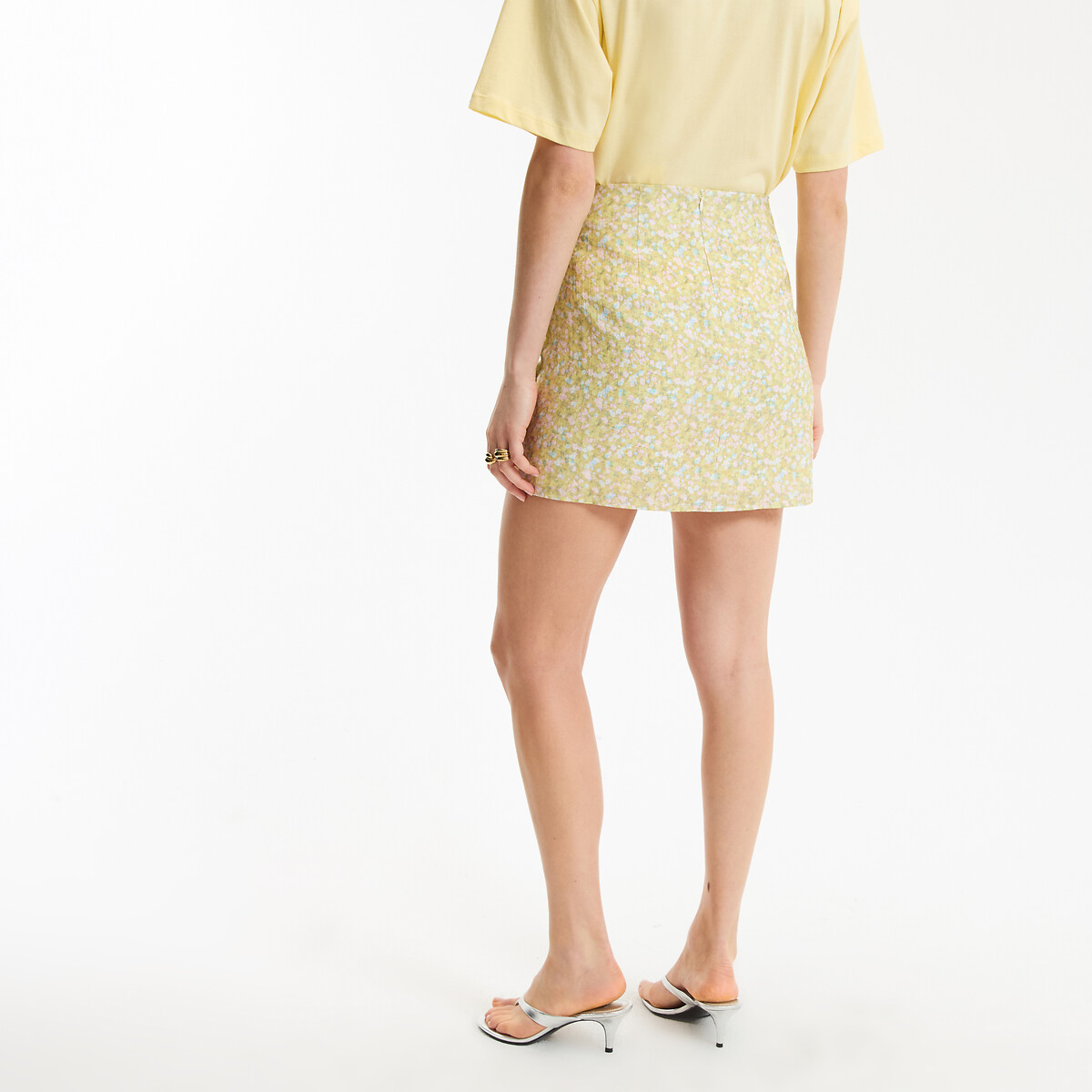Jupe droite courte imprimé floral à nouer imprimé fleur jaune, LA REDOUTE COLLECTIONS