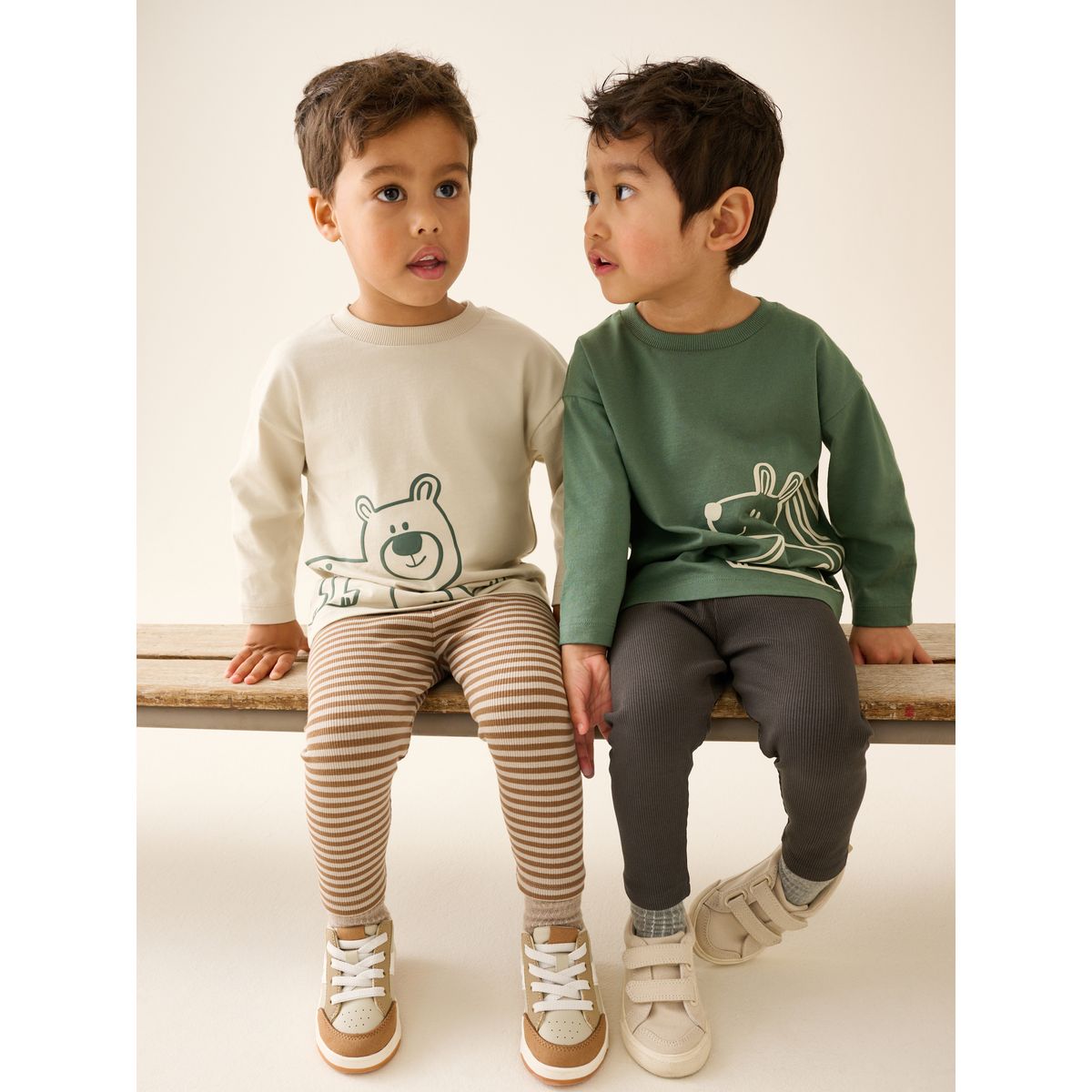 Ensemble haut imprimé et legging, lot de 2 forêt brune/crème, NEXT