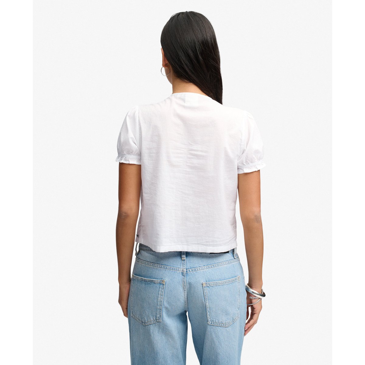 Blouse à Liens avec Bordure en Dentelle optic, SUPERDRY