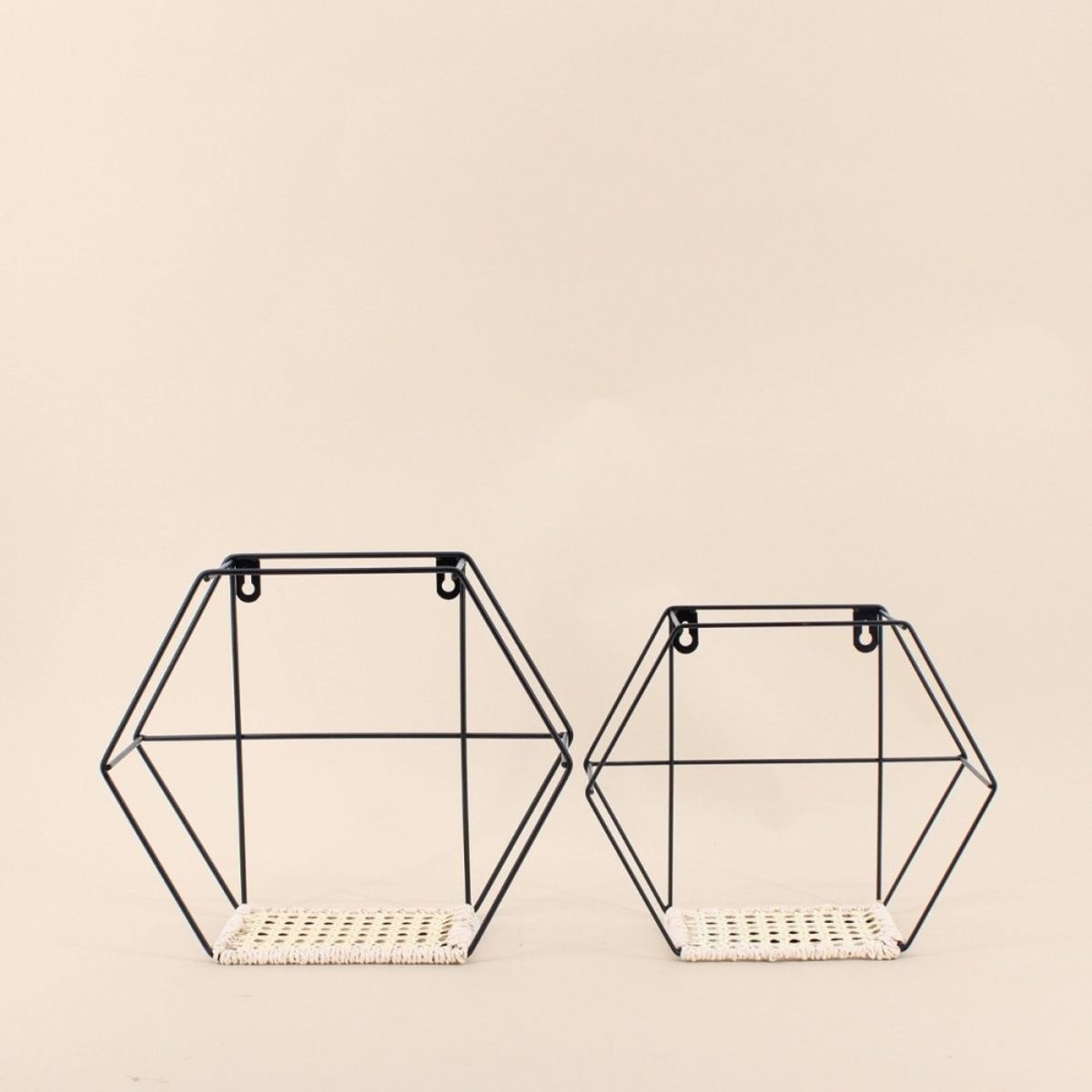 Set de 2 étagères murales hexagonales noir, ORNAMI
