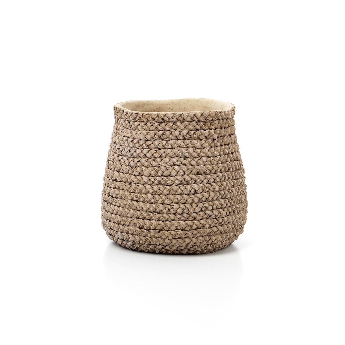 Cache-pot en béton FAKE BRAIDED beige, BAZAR BIZAR