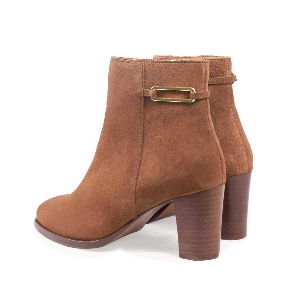 Bottines bijoux talon Zélie cuir daim cognac, JULES & JENN