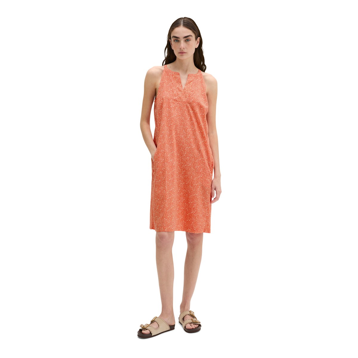 Robe d'été loose en voile de coton imprimé orange, MARC O'POLO
