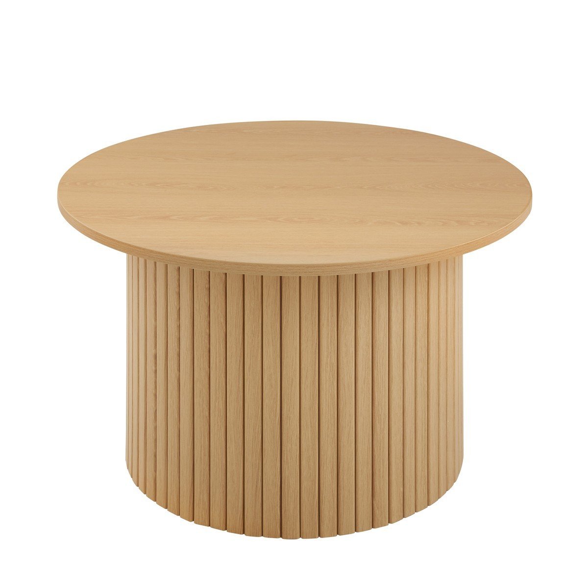 Table basse ronde avec pied à lattes décor bois  - ELIE bois clair, CALICOSY
