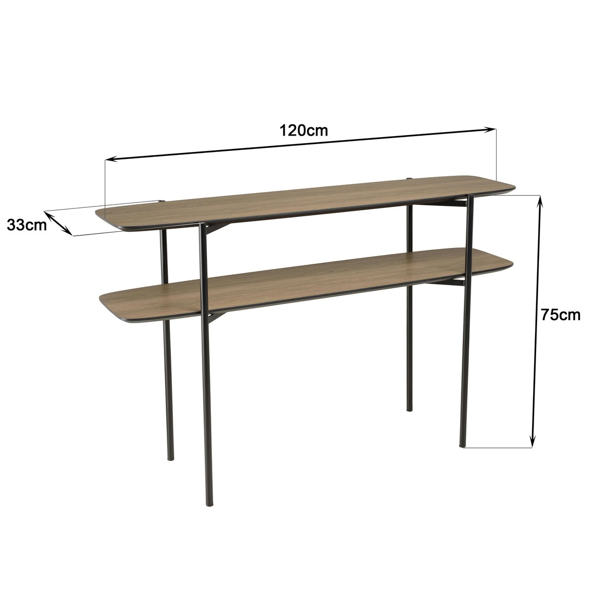 Console double plateau couleur bois LANDAISE bois naturel, PIER IMPORT