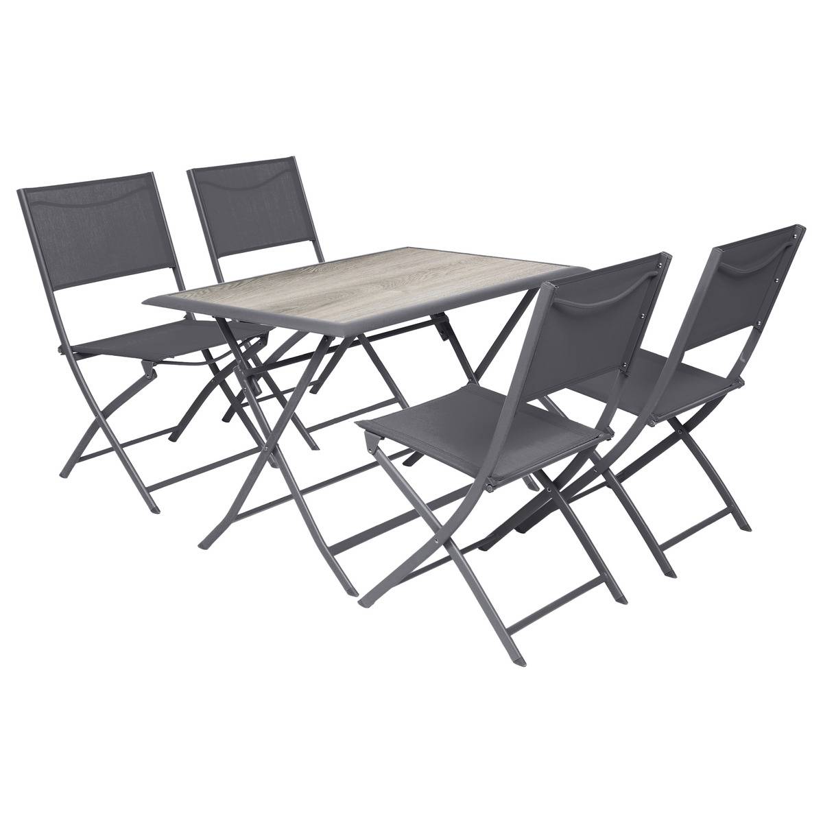 Table de jardin pliante rectangulaire 4 places en aluminium AZUA gris fumé, HESPERIDE