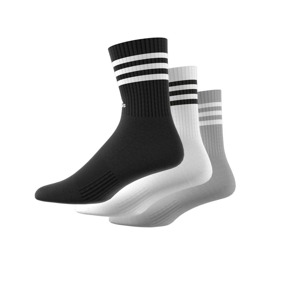 Lot de 3 paires de chaussettes hautes noir + blanc + gris, adidas Performance