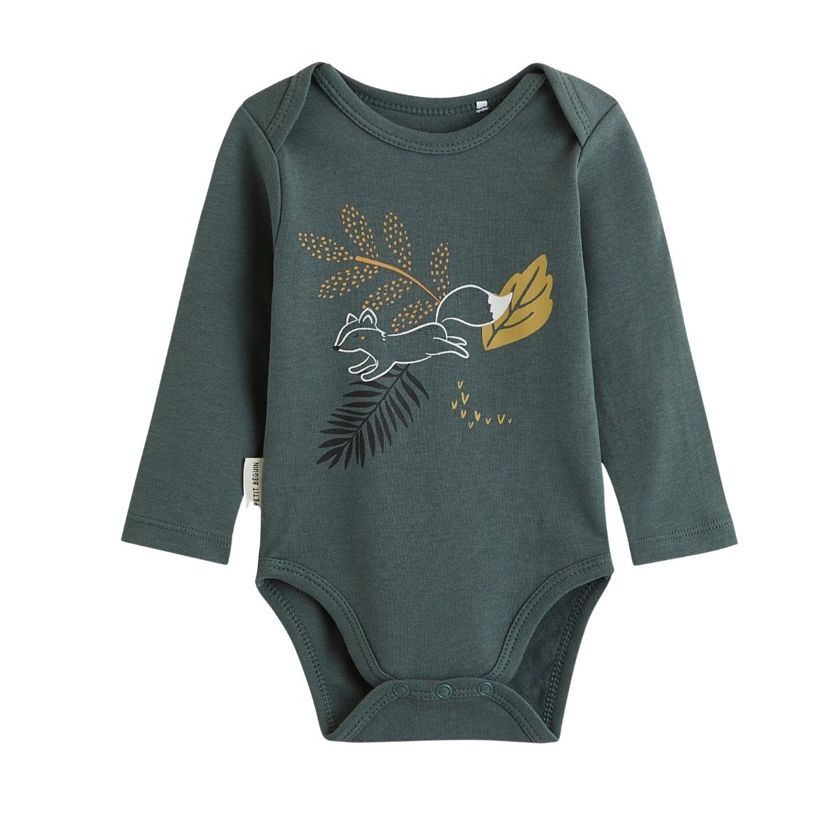 Lot de 2 bodies bébé manches longues Elliott vert, PETIT BEGUIN