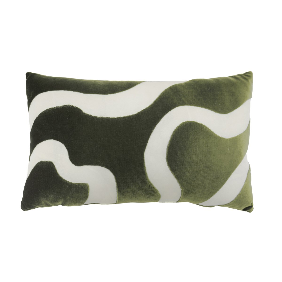 Coussin rectangulaire en velours à motif abstrait vert, DOUCEUR D'INTÉRIEUR