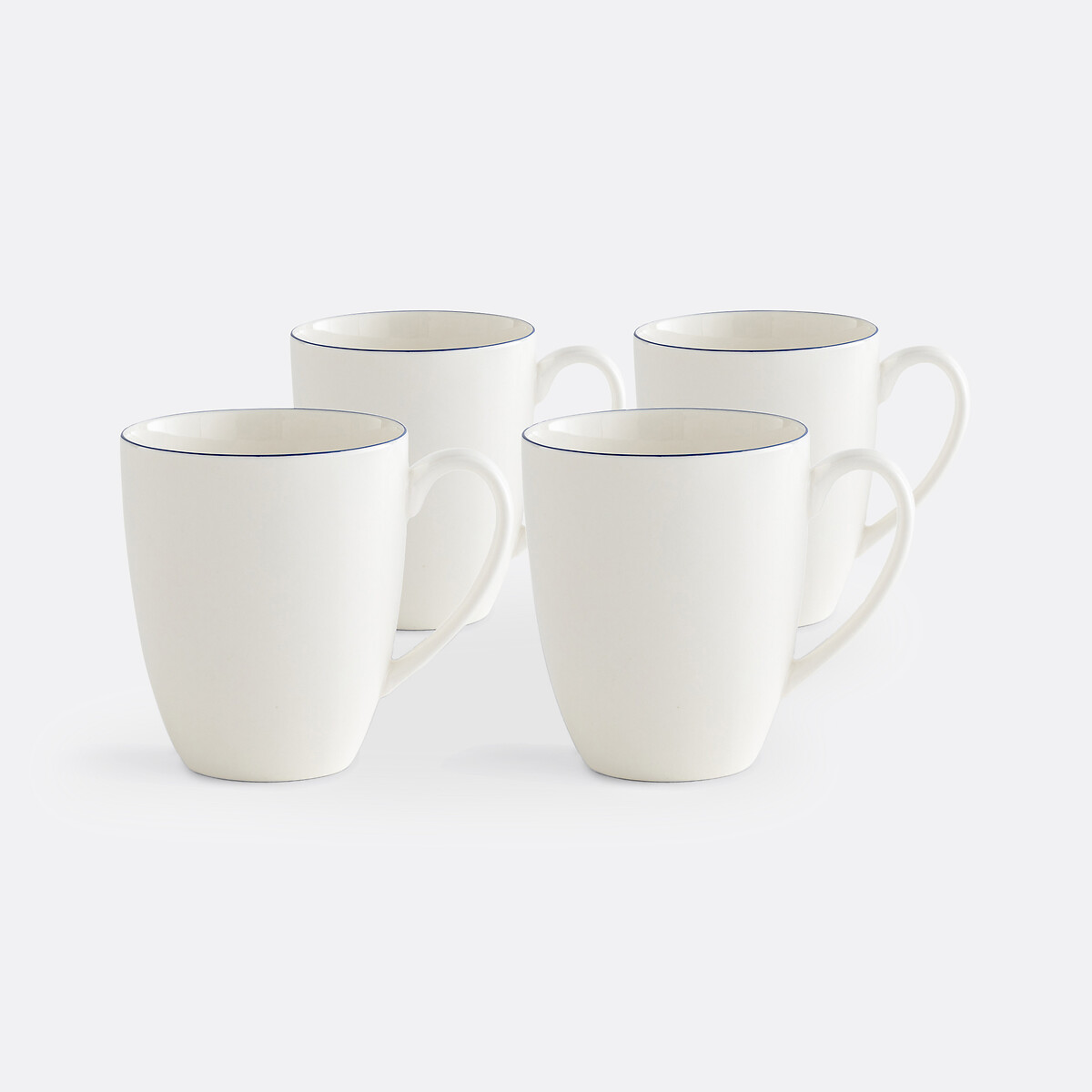 Lot de 4 mugs porcelaine, Malo blanc/bleu, LA REDOUTE INTERIEURS