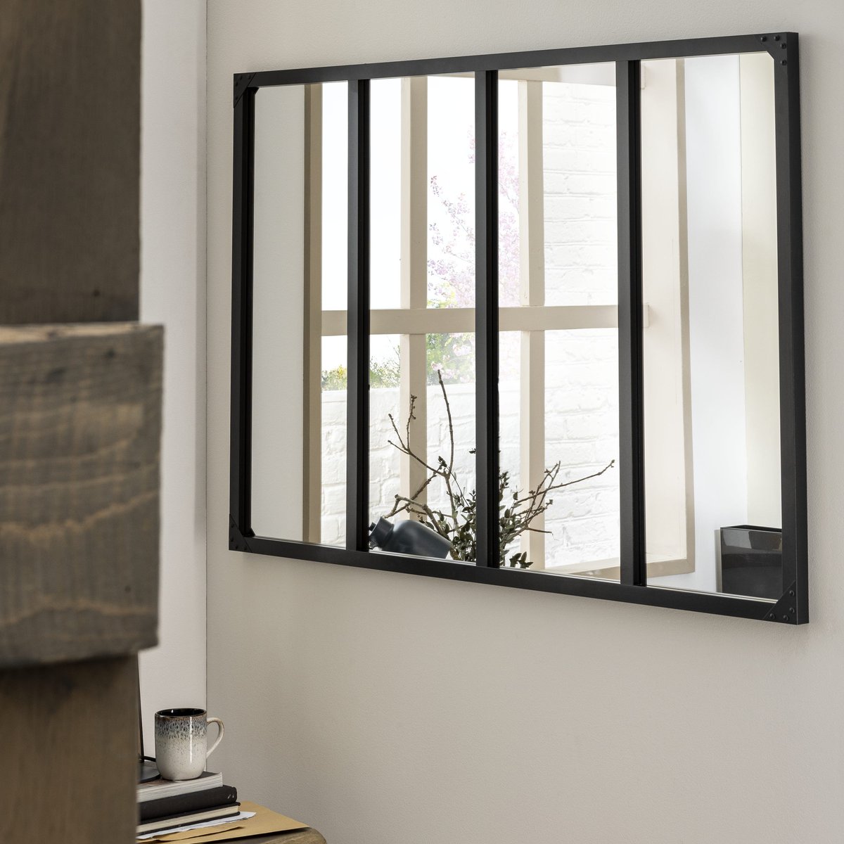 Miroir encadré en MDF, LOGGIA noir, INSPIRE