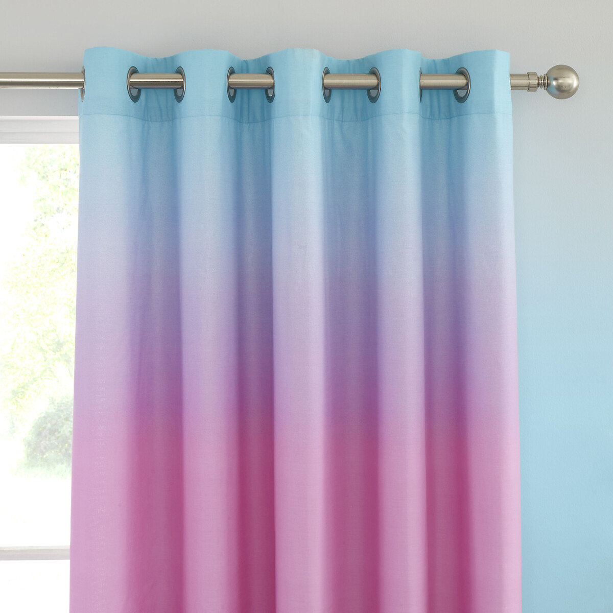 Ombre Rainbow Clouds Lined Eyelet Cotton Curtains multi-coloured, CATHERINE LANSFIELD