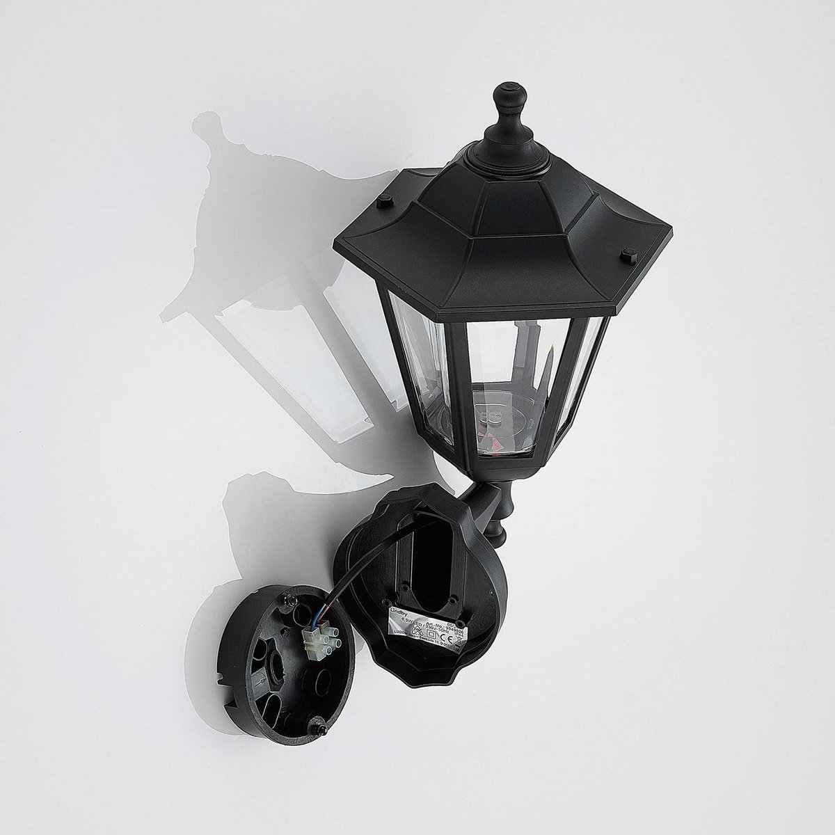 Applique extérieure antiqueLED, Iavo noir (ral 9005), transparent, LINDBY
