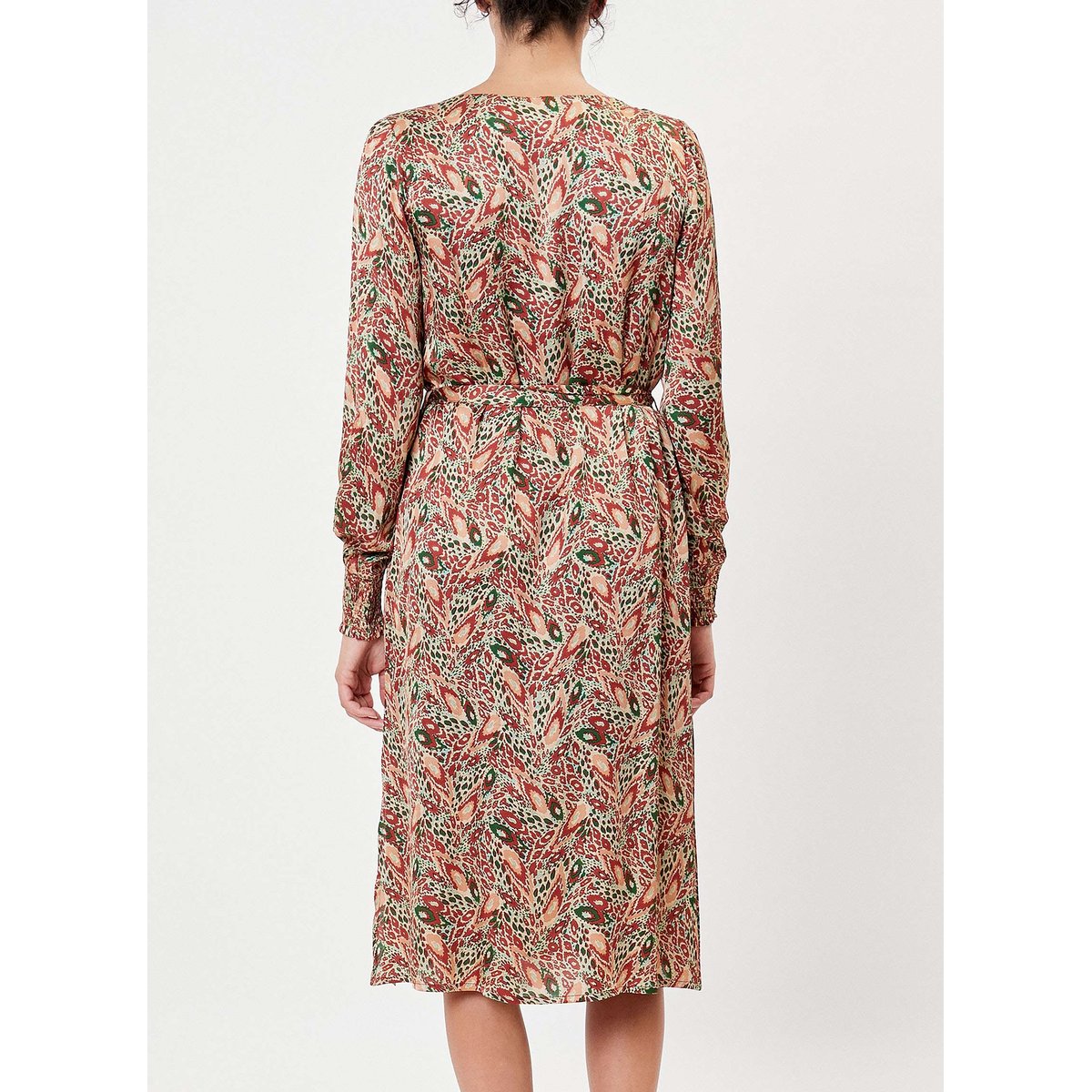 Robe droite midi imprimée LEIRA marron terre cuite, LA FIANCÉE
