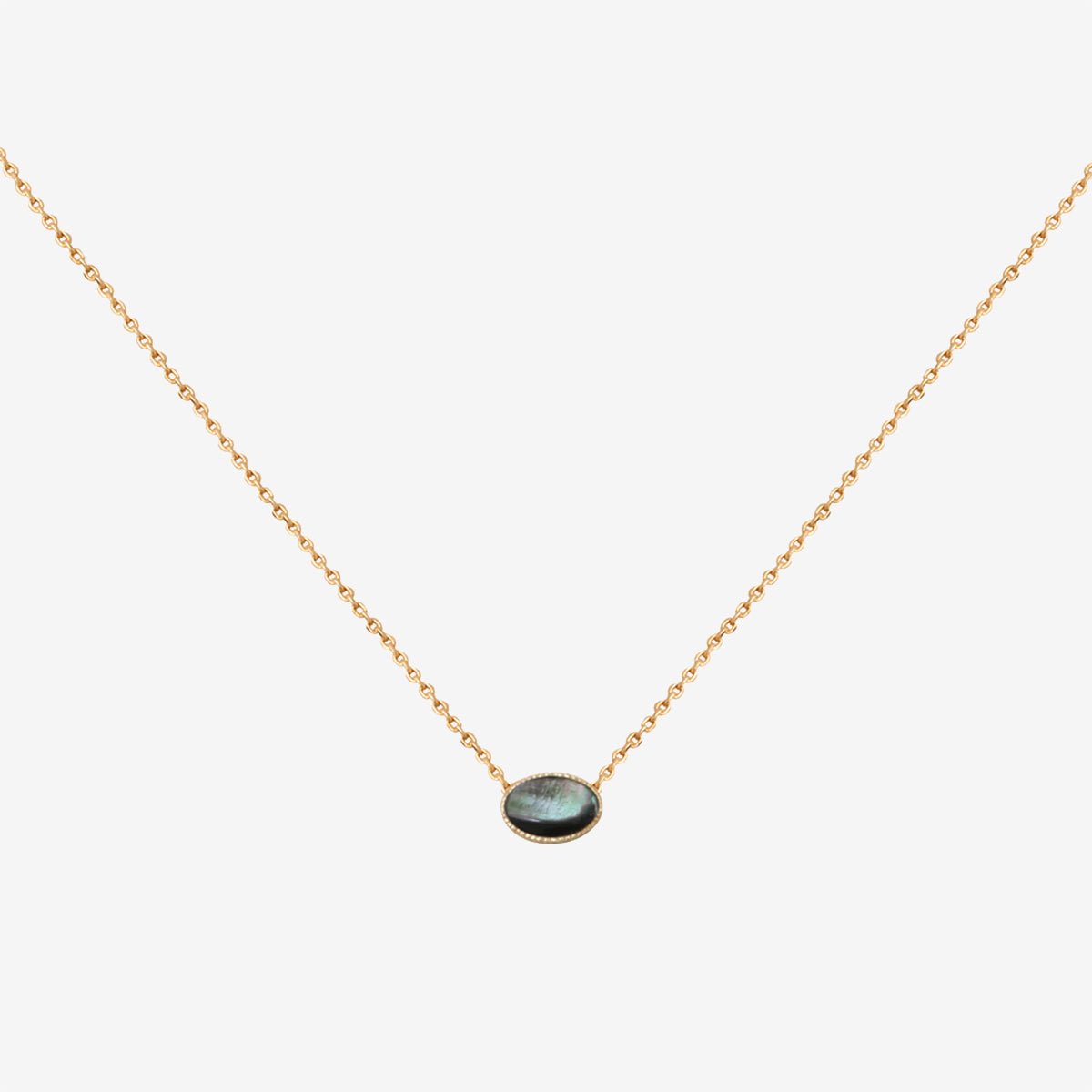 Collier cab ovale nacre grise gris, CAROLINE NAJMAN