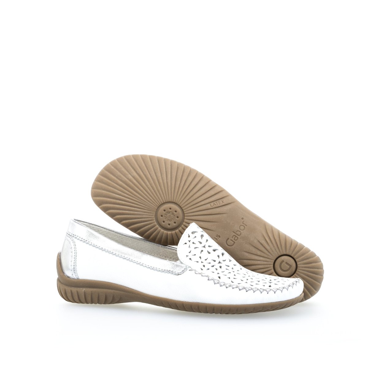Mocassins en  à talon compensé blanc, GABOR