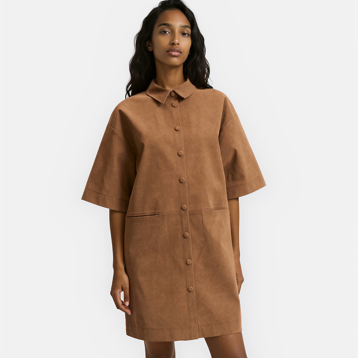 Signatures Sara Loose Fit Faux Suede Mini Dress brown, LA REDOUTE COLLECTIONS