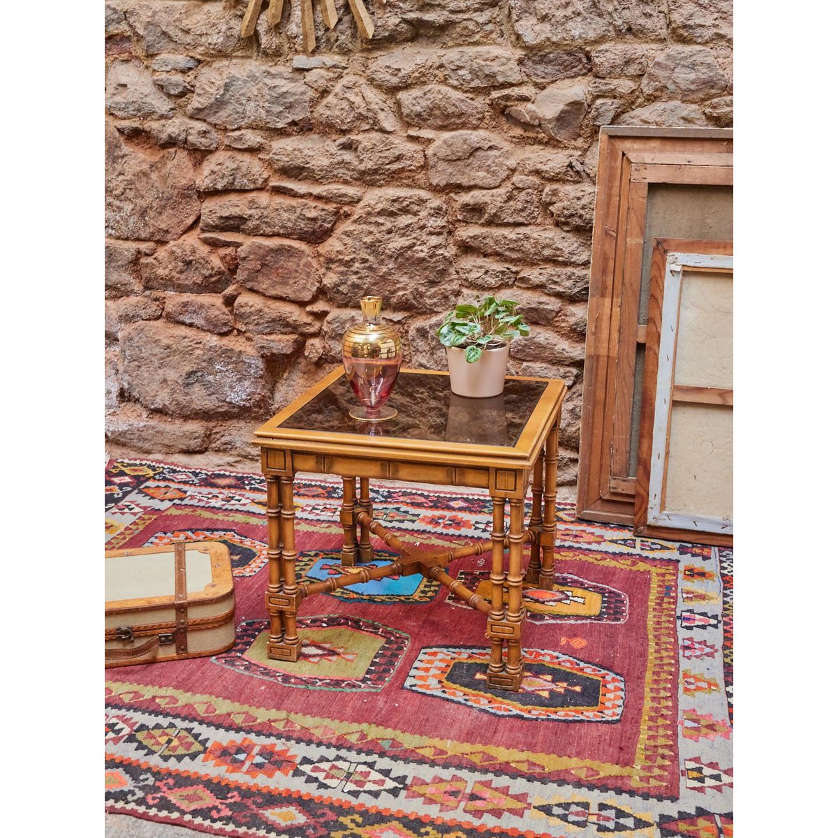 Table basse en bambou Léonie N°807 - Bon état fumé, DEBONGOUT