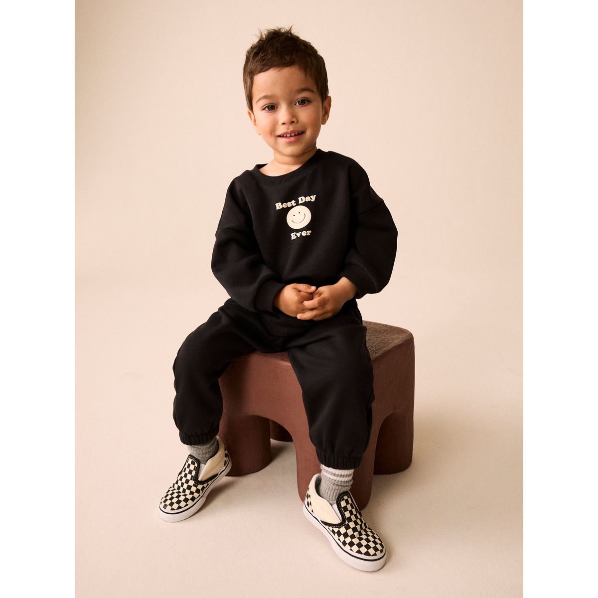 Ensemble jogging ras du cou semi uni noir, NEXT