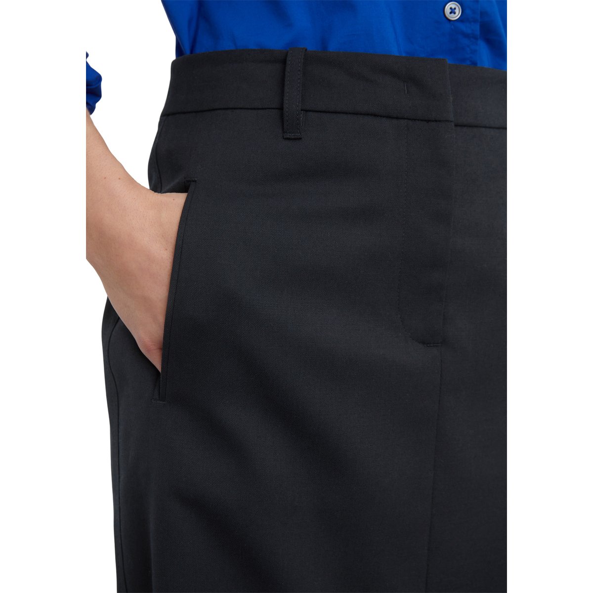 Minijupe régulière en mélange de polyester et de laine vierge bleu foncé, MARC O'POLO