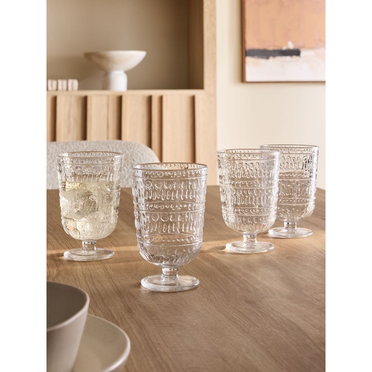 Verre long à motif géométrique, lot de 4 clair, NEXT