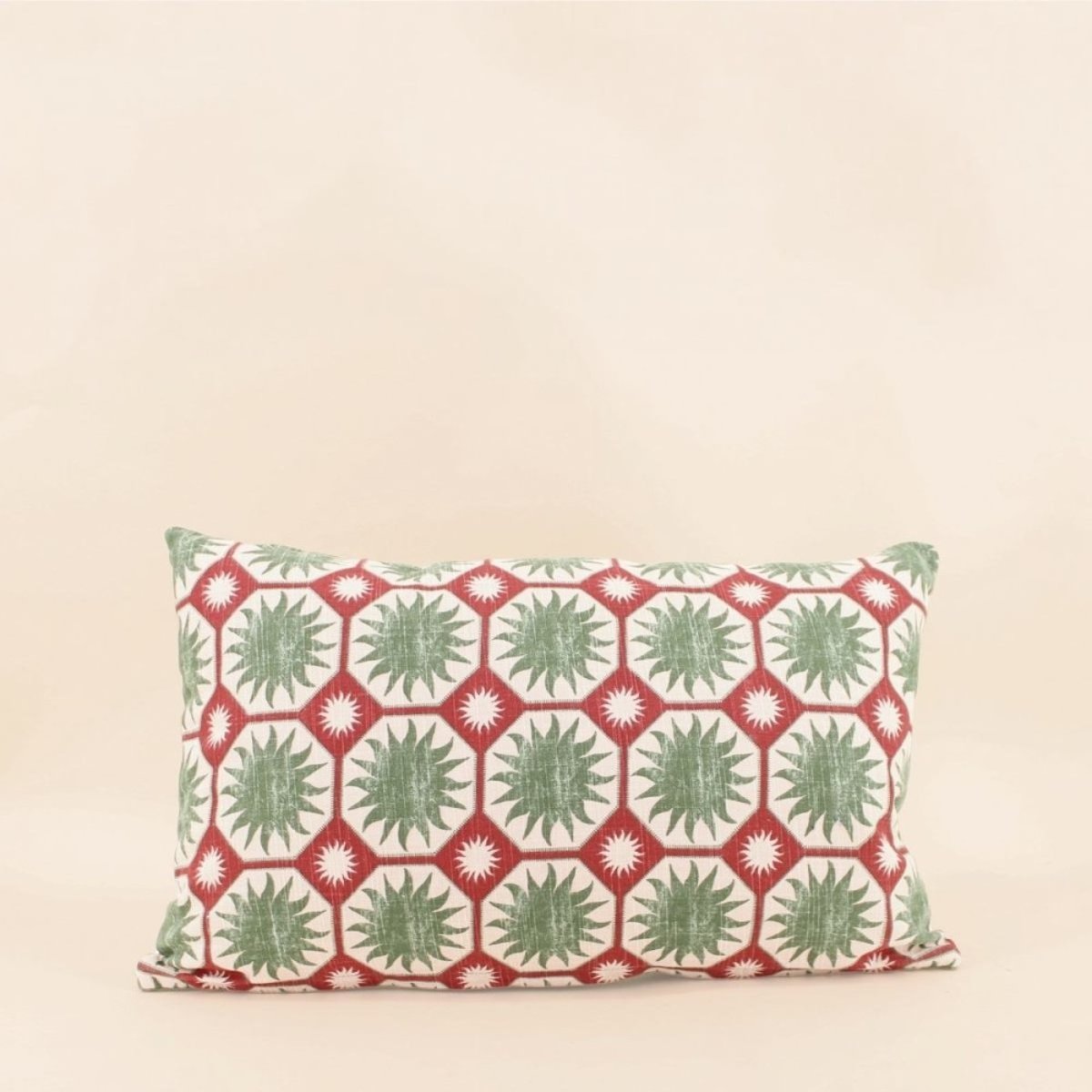 Coussin en coton imprimé soleil 30x50cm vert, ORNAMI