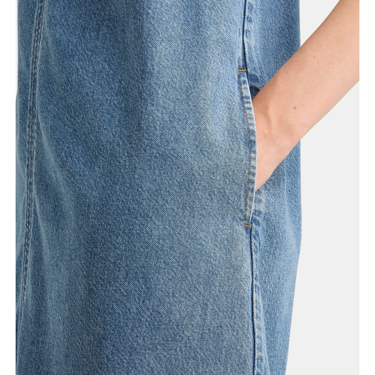 Robe denim courte corfou sans manches bleu moyen, GALERIES LAFAYETTE