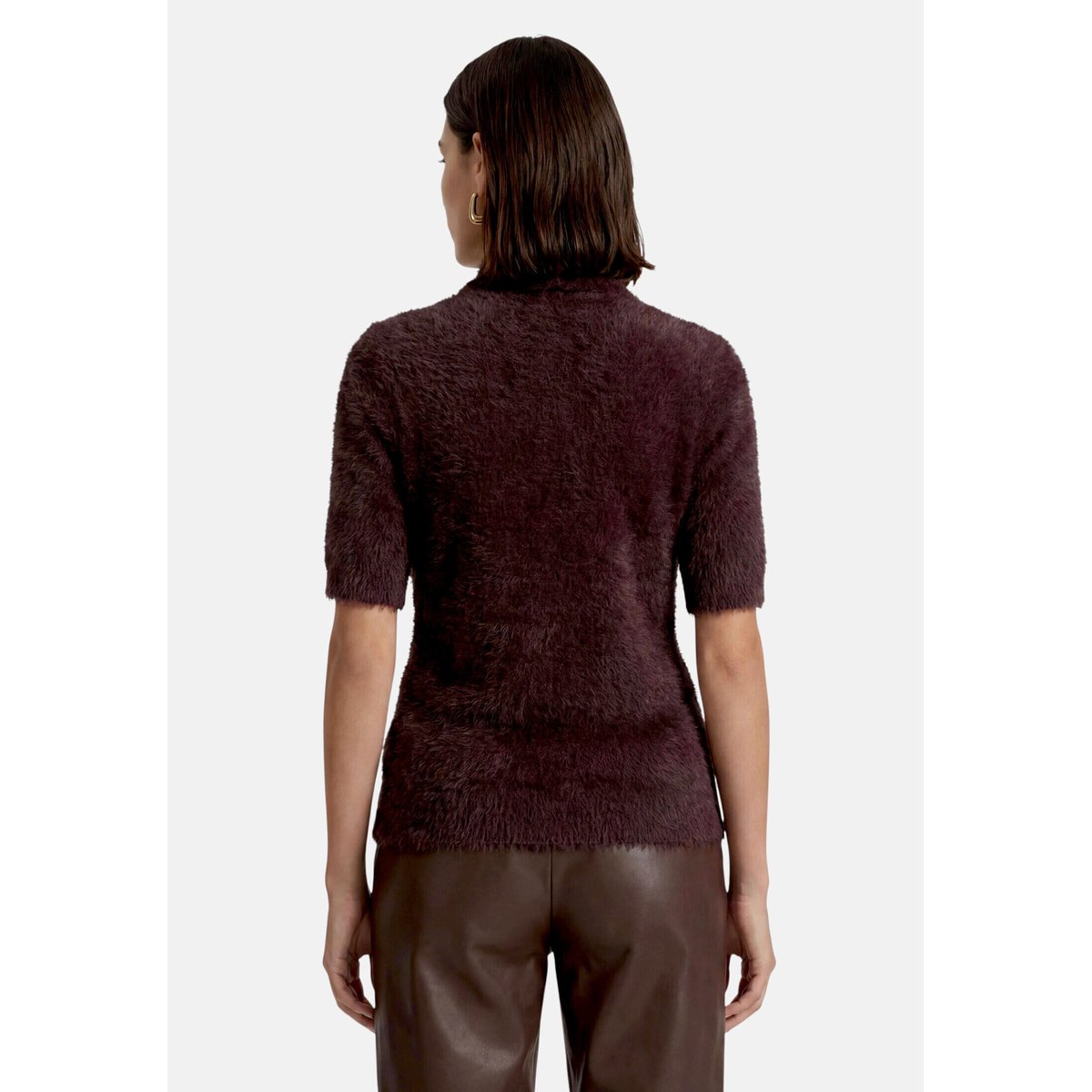 Pull-over en maille manches courtes chocolate plum, ZERO