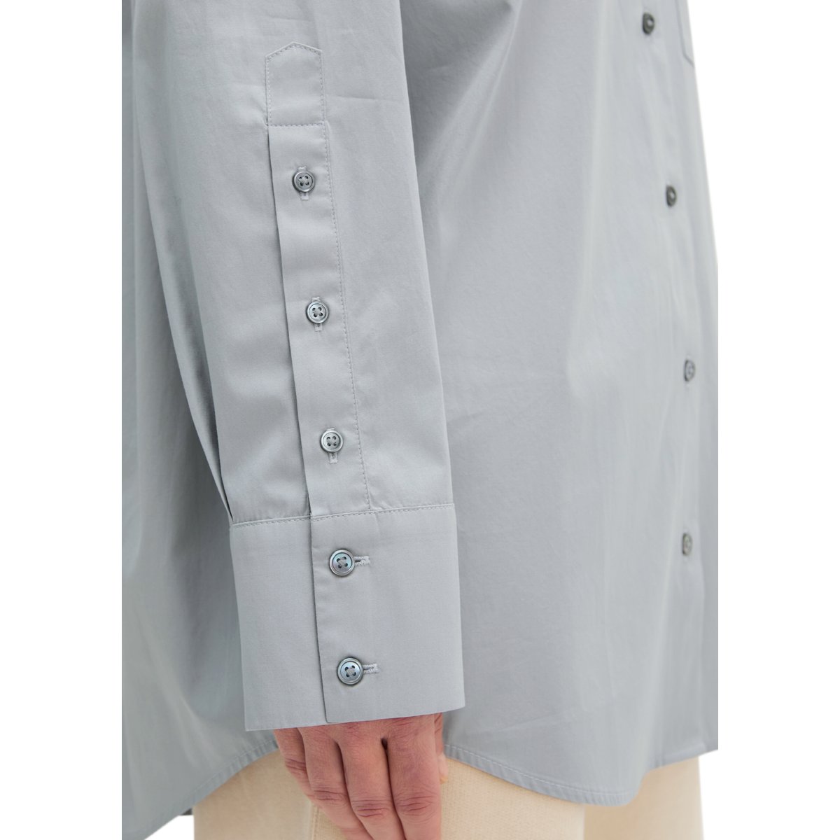 Blouse boyfriend relaxed en popeline de coton premium gris, MARC O'POLO